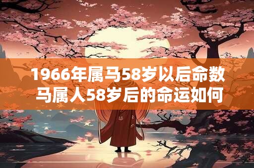 1966年属马58岁以后命数 马属人58岁后的命运如何
