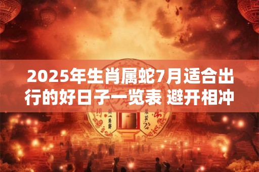 2025年生肖属蛇7月适合出行的好日子一览表 避开相冲生肖