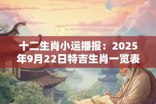 十二生肖小运播报：2025年9月22日特吉生肖一览表