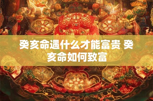 癸亥命遇什么才能富贵 癸亥命如何致富