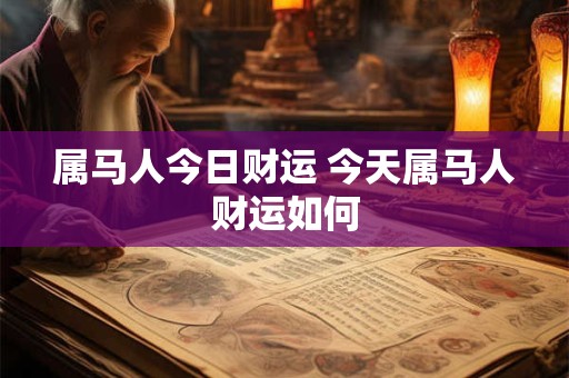 属马人今日财运 今天属马人财运如何