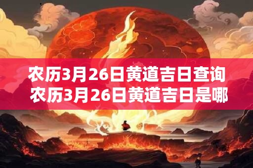 农历3月26日黄道吉日查询 农历3月26日黄道吉日是哪天