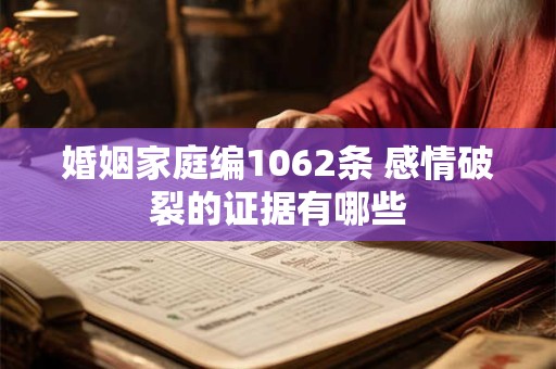 婚姻家庭编1062条 感情破裂的证据有哪些