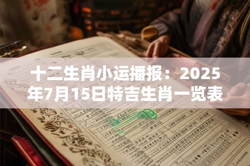 十二生肖小运播报：2025年7月15日特吉生肖一览表
