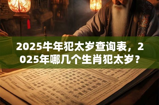 2025牛年犯太岁查询表，2025年哪几个生肖犯太岁？