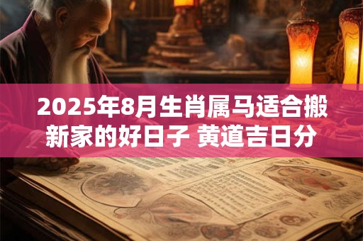 2025年8月生肖属马适合搬新家的好日子 黄道吉日分析