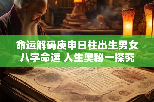 命运解码庚申日柱出生男女八字命运 人生奥秘一探究竟！