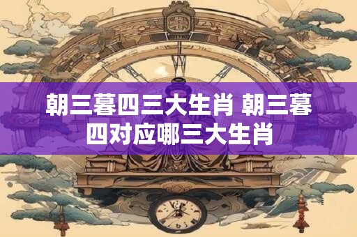 朝三暮四三大生肖 朝三暮四对应哪三大生肖