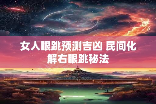 女人眼跳预测吉凶 民间化解右眼跳秘法