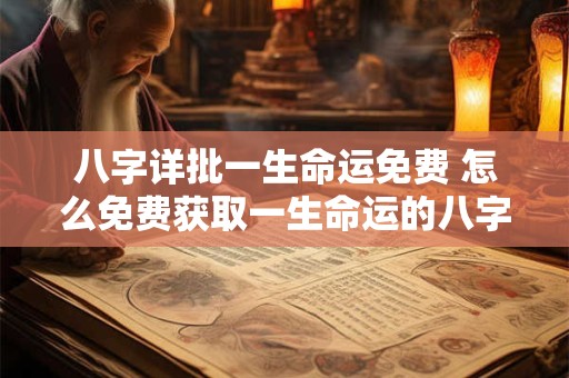 八字详批一生命运免费 怎么免费获取一生命运的八字详批