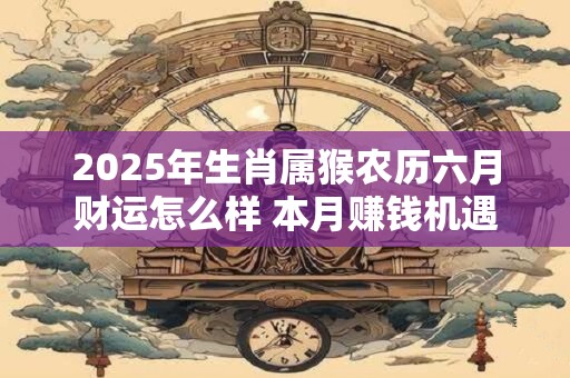 2025年生肖属猴农历六月财运怎么样 本月赚钱机遇不怎么样
