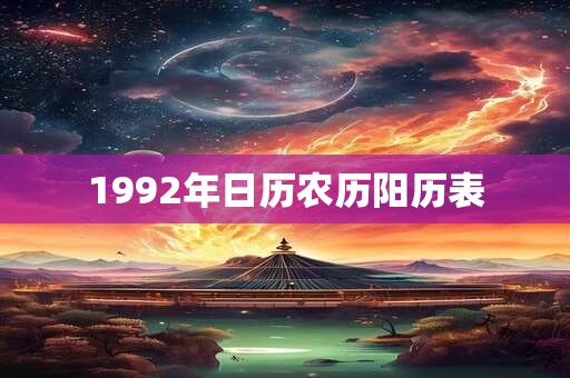 1992年日历农历阳历表