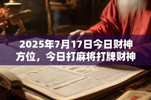 2025年7月17日今日财神方位，今日打麻将打牌财神方位！