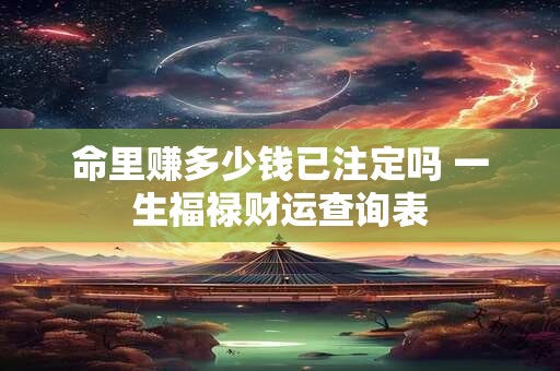 命里赚多少钱已注定吗 一生福禄财运查询表 命里赚多少钱已注定吗 一生福禄财运查询表