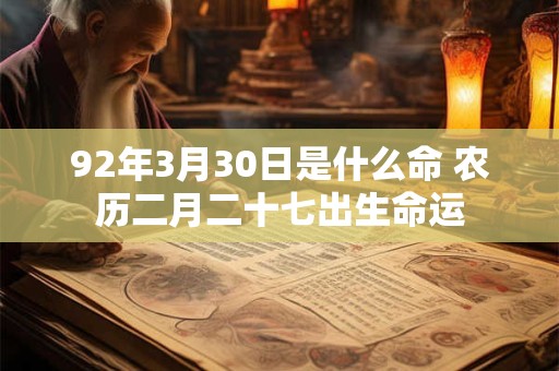 92年3月30日是什么命 农历二月二十七出生命运
