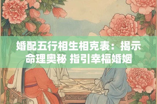婚配五行相生相克表：揭示命理奥秘 指引幸福婚姻