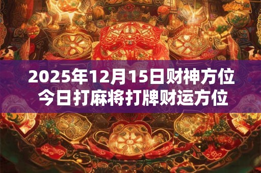2025年12月15日财神方位 今日打麻将打牌财运方位