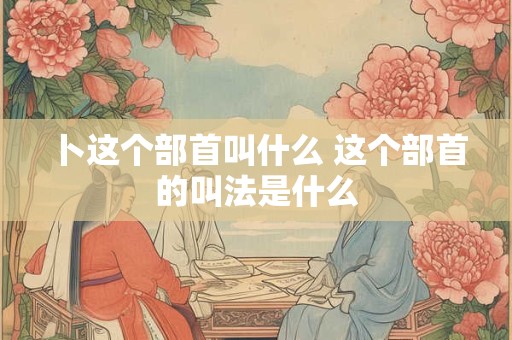 卜这个部首叫什么 这个部首的叫法是什么