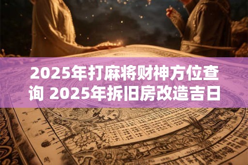 2025年打麻将财神方位查询 2025年拆旧房改造吉日