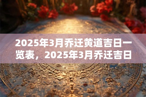 2025年3月乔迁黄道吉日一览表，2025年3月乔迁吉日查询