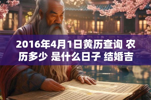 2016年4月1日黄历查询 农历多少 是什么日子 结婚吉时
