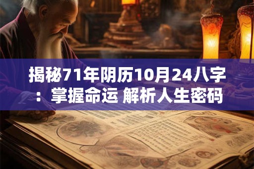 揭秘71年阴历10月24八字:掌握命运 解析人生密码 揭秘71年阴历10月24八字:掌握命运 解析人生密码