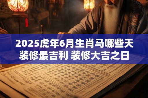 2025虎年6月生肖马哪些天装修最吉利 装修大吉之日