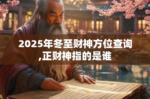 2025年冬至财神方位查询,正财神指的是谁