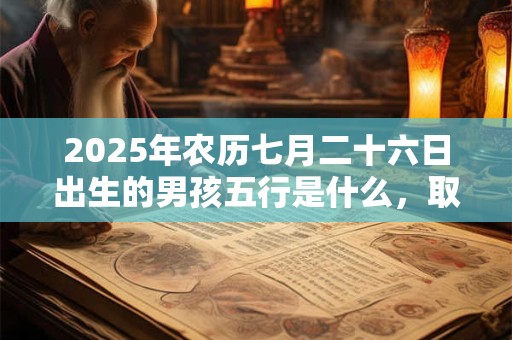 2025年农历七月二十六日出生的男孩五行是什么，取什么名字好？