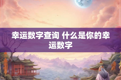 幸运数字查询 什么是你的幸运数字