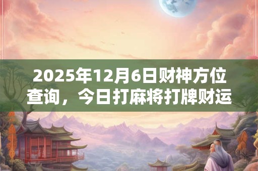 2025年12月6日财神方位查询，今日打麻将打牌财运方位