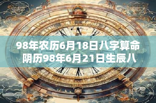 98年农历6月18日八字算命 阴历98年6月21日生辰八字