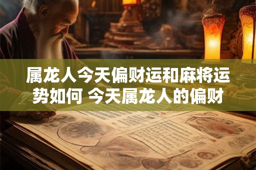 属龙人今天偏财运和麻将运势如何 今天属龙人的偏财运和麻将运势如何