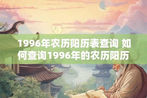 1996年农历阳历表查询 如何查询1996年的农历阳历表