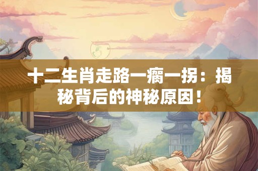 十二生肖走路一瘸一拐：揭秘背后的神秘原因！