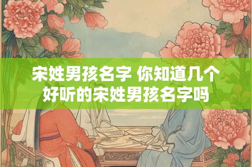 宋姓男孩名字 你知道几个好听的宋姓男孩名字吗