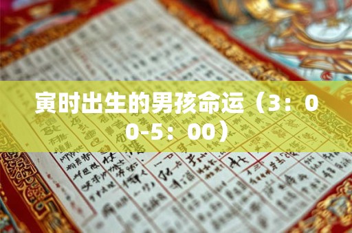 寅时出生的男孩命运（3：00-5：00）