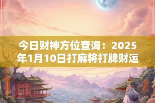 今日财神方位查询：2026年1月10日打麻将打牌财运方位