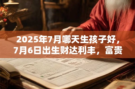 2025年7月哪天生孩子好，7月6日出生财达利丰，富贵又多金