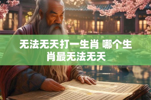 无法无天打一生肖 哪个生肖最无法无天