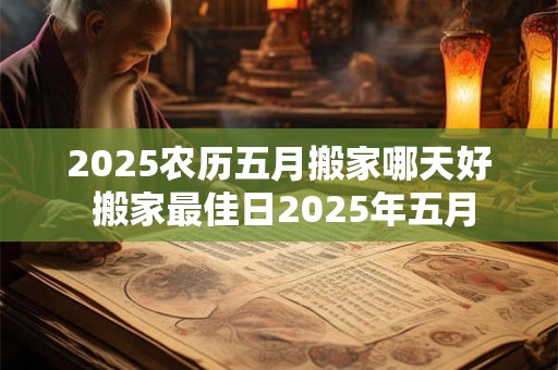 2025农历五月搬家哪天好 搬家最佳日2025年五月