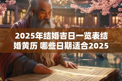 2025年结婚吉日一览表结婚黄历 哪些日期适合2025年结婚