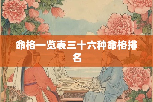 命格一览表三十六种命格排名