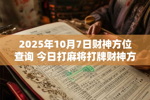 2025年10月7日财神方位查询 今日打麻将打牌财神方位