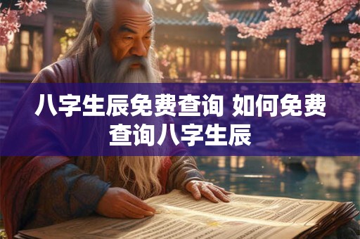 八字生辰免费查询 如何免费查询八字生辰