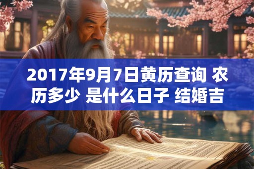 2017年9月7日黄历查询 农历多少 是什么日子 结婚吉时 2017年9月7日黄历查询 农历多少 是什么日子 结婚吉时