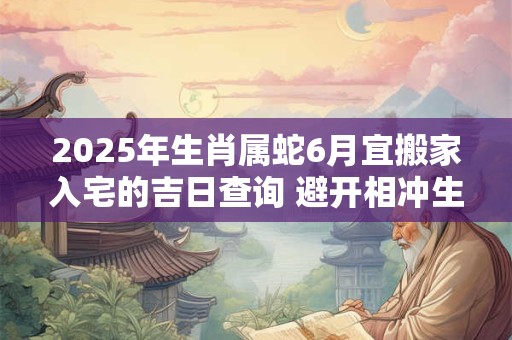 2025年生肖属蛇6月宜搬家入宅的吉日查询 避开相冲生肖