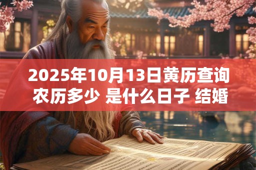 2025年10月13日黄历查询 农历多少 是什么日子 结婚吉时