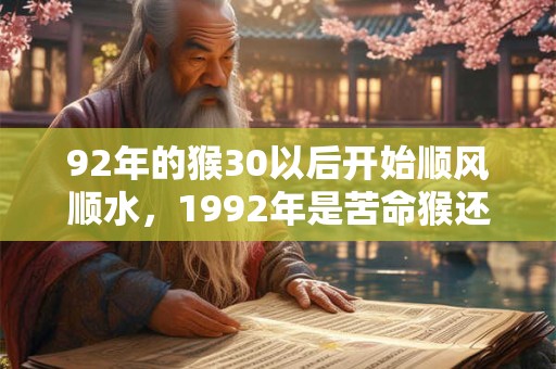 92年的猴30以后开始顺风顺水，1992年是苦命猴还是富猴？