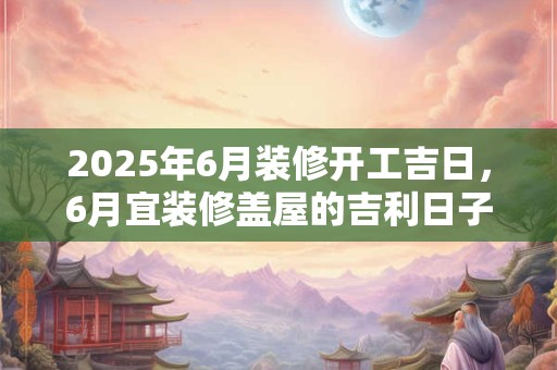 2025年6月装修开工吉日，6月宜装修盖屋的吉利日子